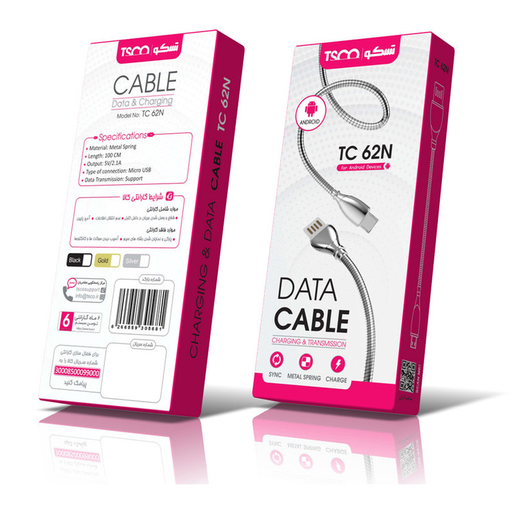 کابل تبدیل USB به microUSB تسکو مدل TC 62N طول 1 متر