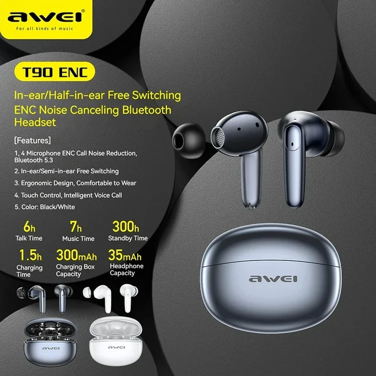 ایرپاد بلوتوثی اوی مدل Awei T90 ENC