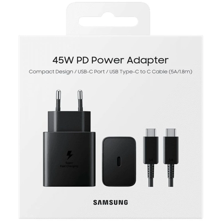 شارژر دیواری 45 وات سامسونگ به همراه کابل تبدیل USB-C