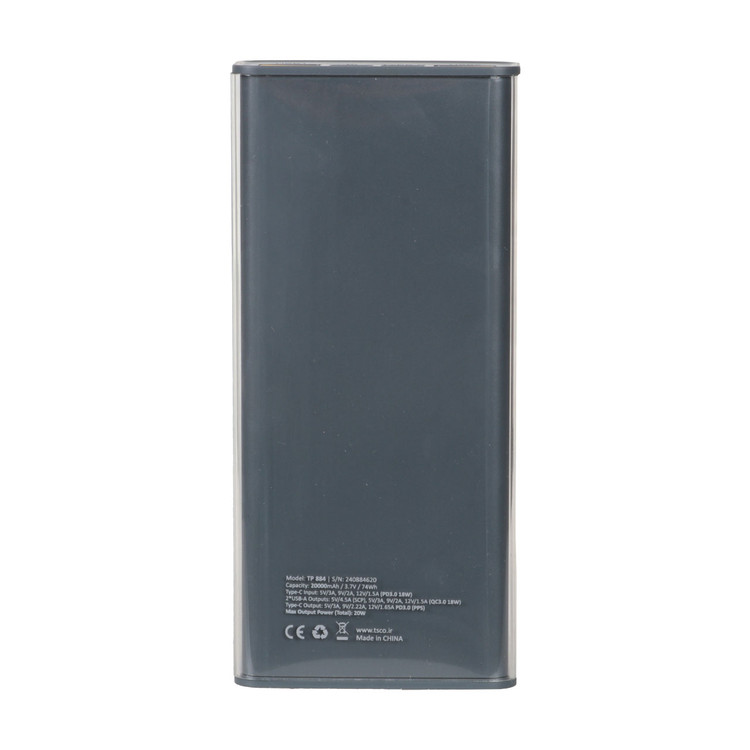 پاوربانک (PD و فست شارژ) TSCO 20W 20000mAh مدل TP 884 - خاکستری