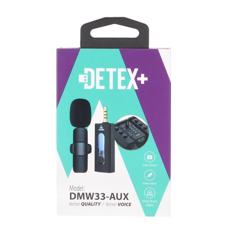 میکروفون یقه ای بی سیم DETEX+ AUX مدل DMW33