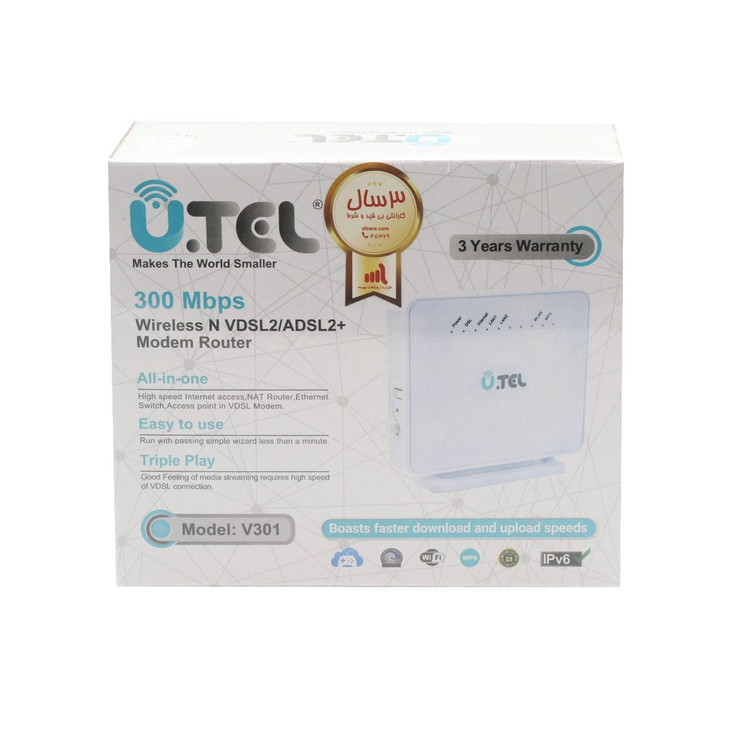 سفید - مودم U.Tel Wireless N VDSL2/ADSL2 Plus مدل V301