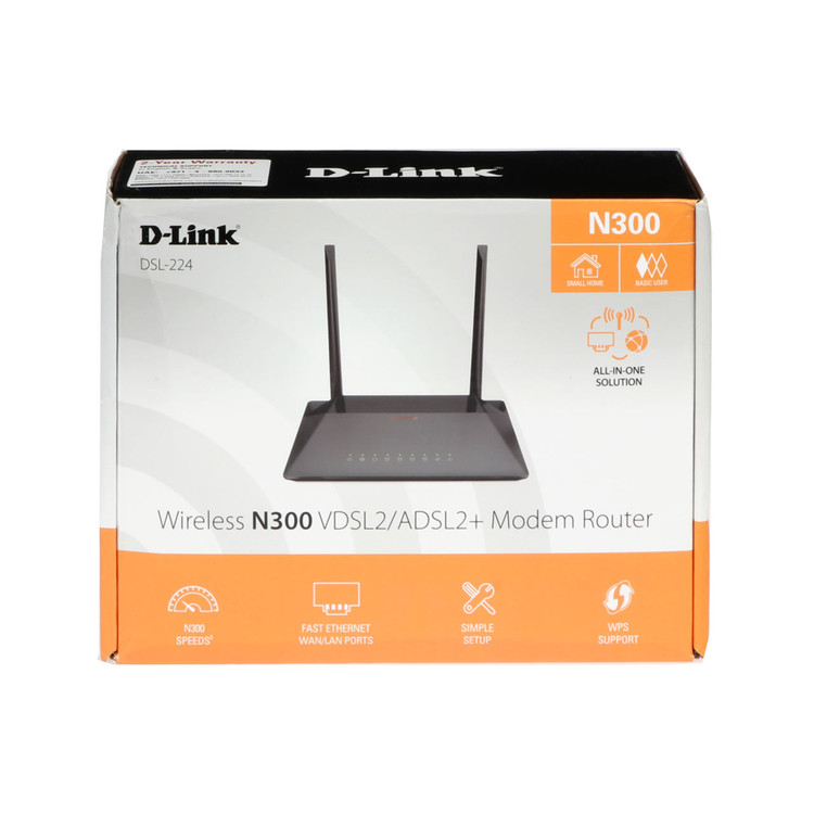 مودم D-link DSL-224 Wireless N300 VDSL2/ ADSl2 + Modem Router - مشکی