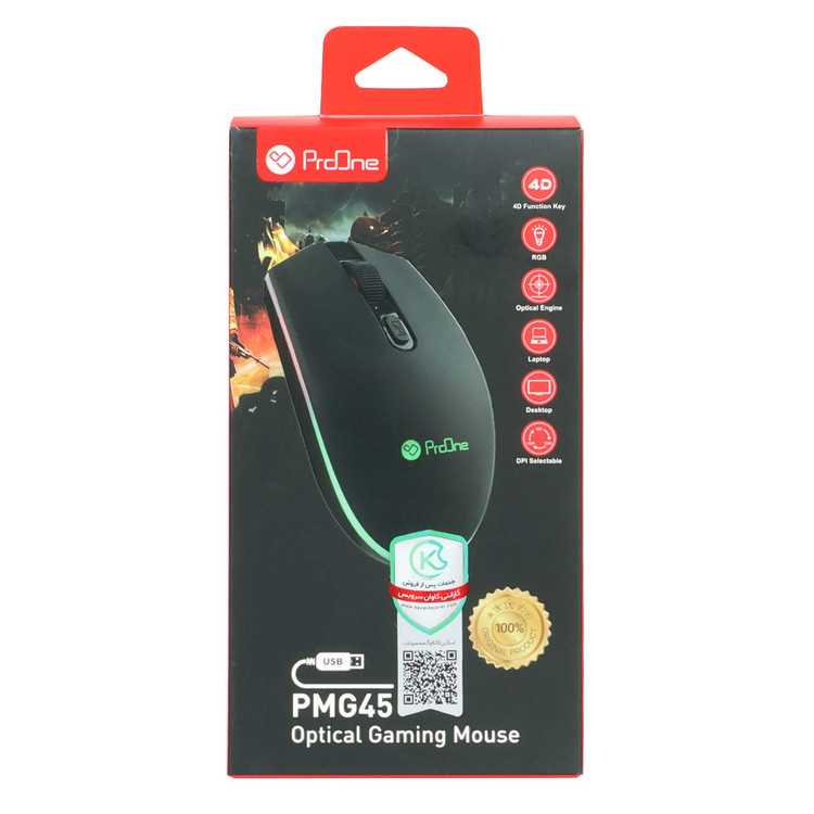 ماوس باسیم گیمینگ ProOne مدل PMG45 - مشکی