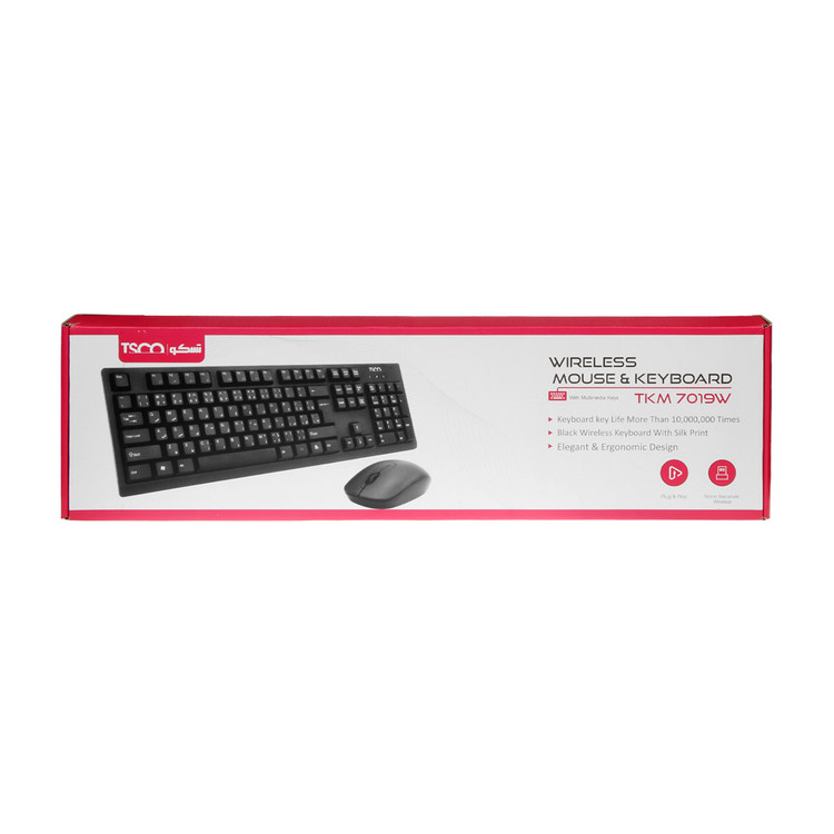 کیبورد و ماوس بی سیم TSCO مدل TKM 7019W - مشکی