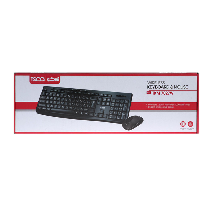 کیبورد و ماوس بی سیم TSCO مدل TKM 7027W - مشکی