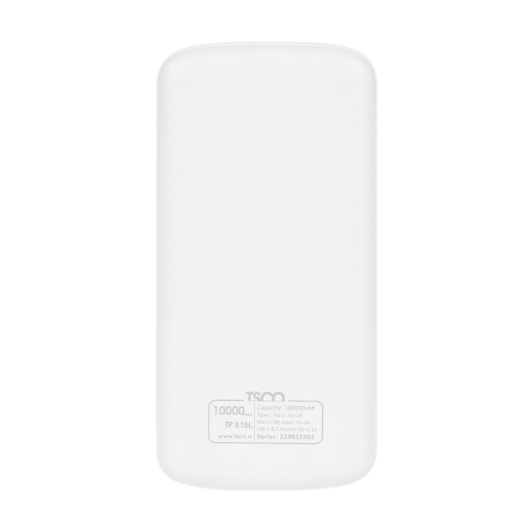 پاوربانک TSCO 10W 10000mAh با کابل اندروید مدل TP 815L- سفید
