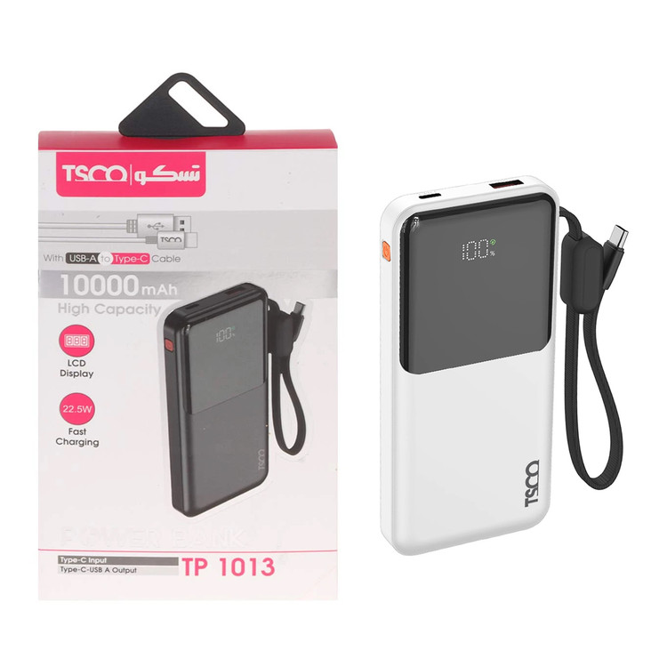 پاوربانک فست شارژ TSCO 10000mAh مدل TP 1013 22.5W - سفید (گارانتی 12 ماهه TSCO)