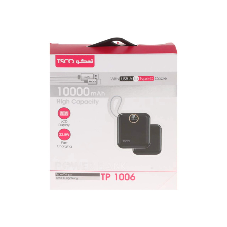 پاوربانک فست شارژ TSCO 10000mAh مدل TP 1006 22.5W - مشکی (گارانتی 12 ماهه TSCO)