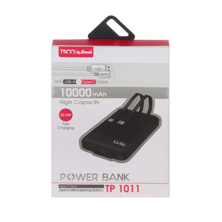 پاوربانک فست شارژ TSCO 10000mAh مدل TP 1011 22.5W - مشکی (گارانتی 12 ماهه TSCO)