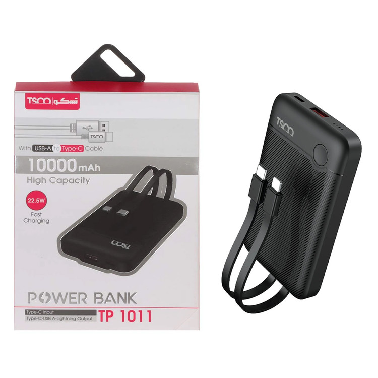 پاوربانک فست شارژ TSCO 10000mAh مدل TP 1011 22.5W - مشکی (گارانتی 12 ماهه TSCO)