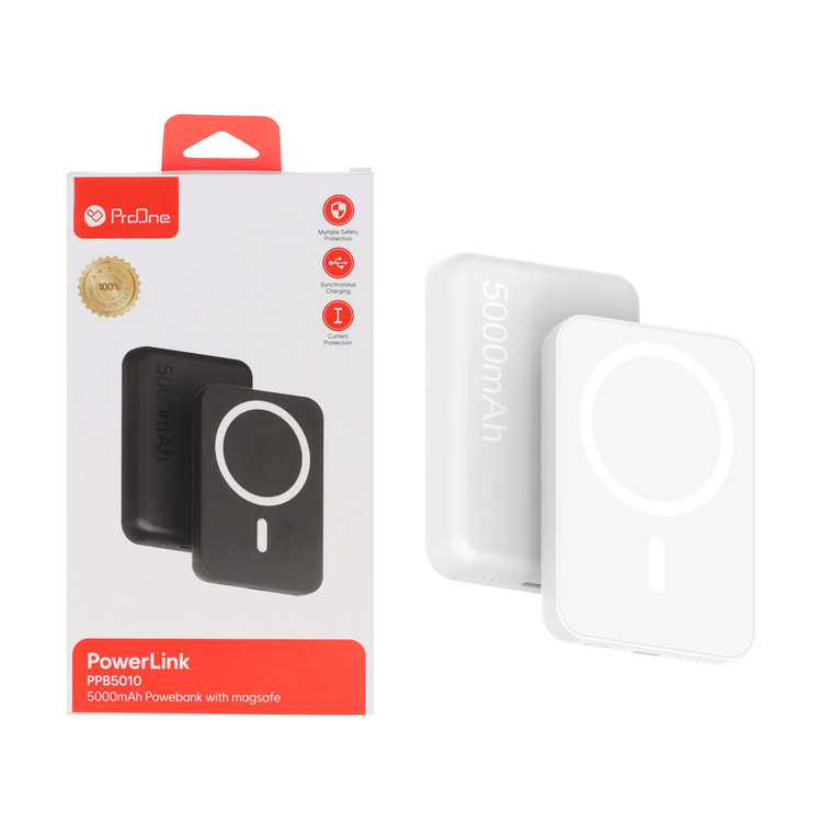 پاوربانک وایرلس و فست شارژ ProOne 5000mAh مدل PPB5010 PowerLink 20W - سفید