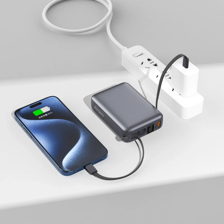پاوربانک PD و فست شارژ Energizer 20000mAh مدل UE20086PQ 22.5W - خاکستری (گارانتی متین)