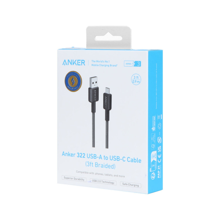 کابل شارژ 0.9 متری ANKER Type-C مدل A81H5H11 - مشکی (گارانتی 18ماهه حافظه طلایی ایستا)