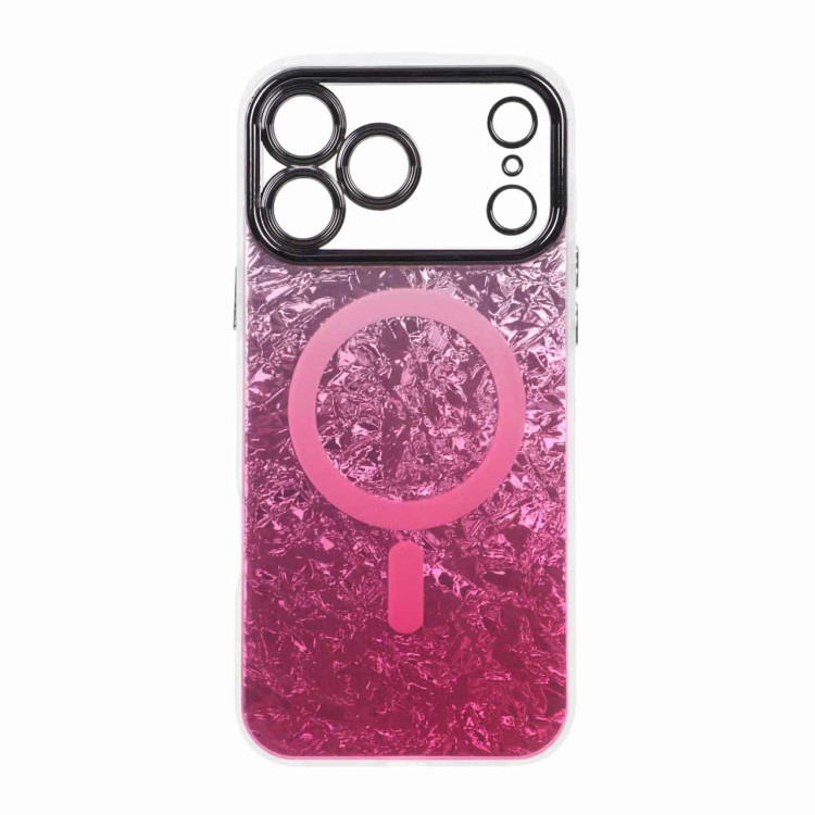 قاب ice طرح مگ سیف دور مات لنز شفاف Apple iPhone 17 Pro Max - سرخابی
