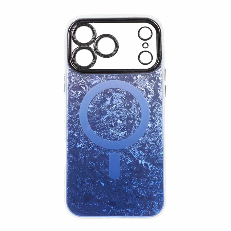 قاب ice طرح مگ سیف دور مات لنز شفاف Apple iPhone 17 Pro Max - آبی کاربنی