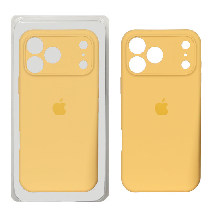 قاب سیلیکونی پاک کنی محافظ لنزدار اورجینال Apple iPhone 17 Pro Max - خردلی (پک دار) - NTC