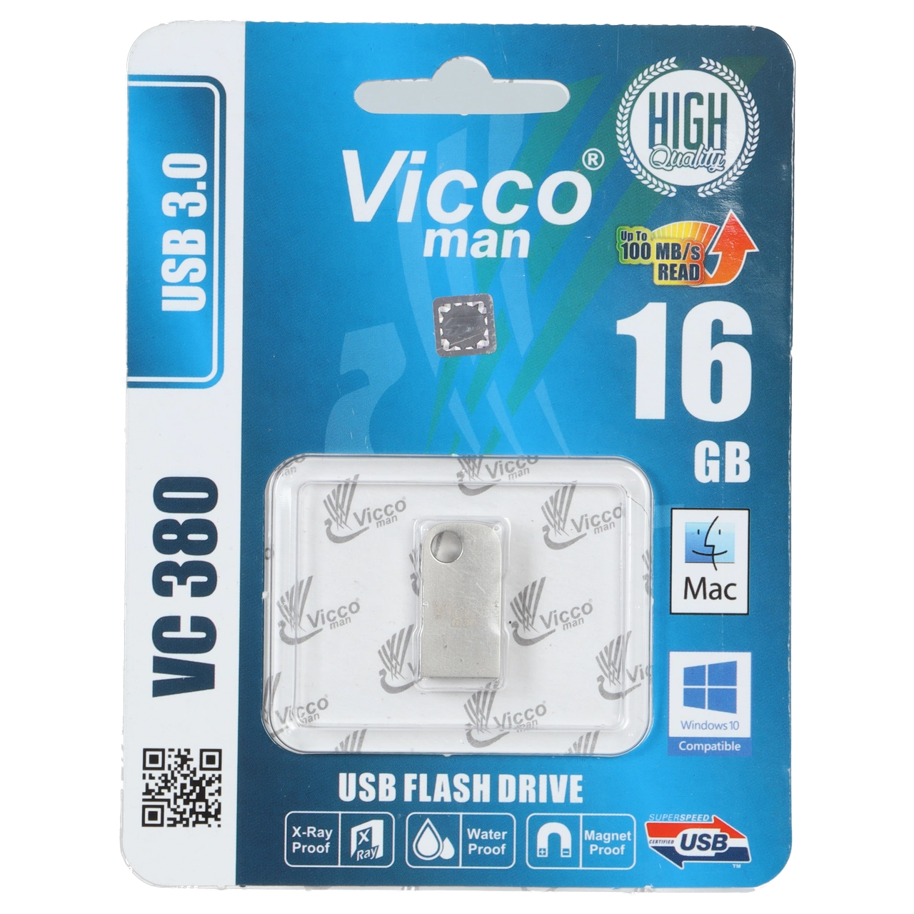 فلش مموری (گارانتی مادام العمر رایانه نوین سگال) نقره ای Vicco man VC380 S USB3.0 Flash Memory - 16GB