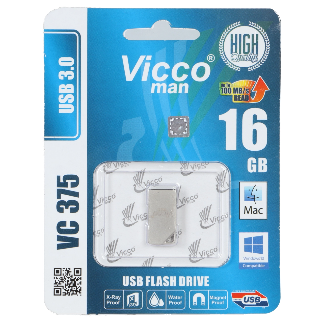 فلش مموری (گارانتی مادام العمر رایانه نوین سگال) نقره ای Vicco man VC375 S USB3.0 Flash Memory - 16GB