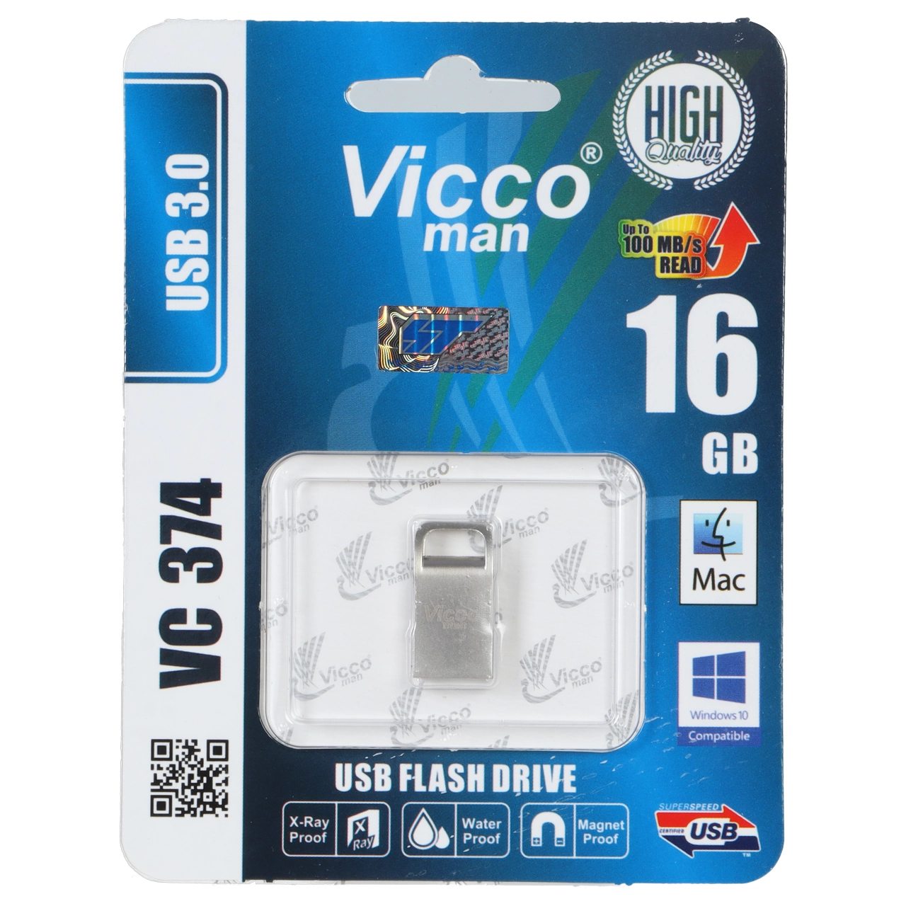 فلش مموری (گارانتی مادام العمر رایانه نوین سگال) نقره ای Vicco man VC374 S USB3.0 Flash Memory - 16GB