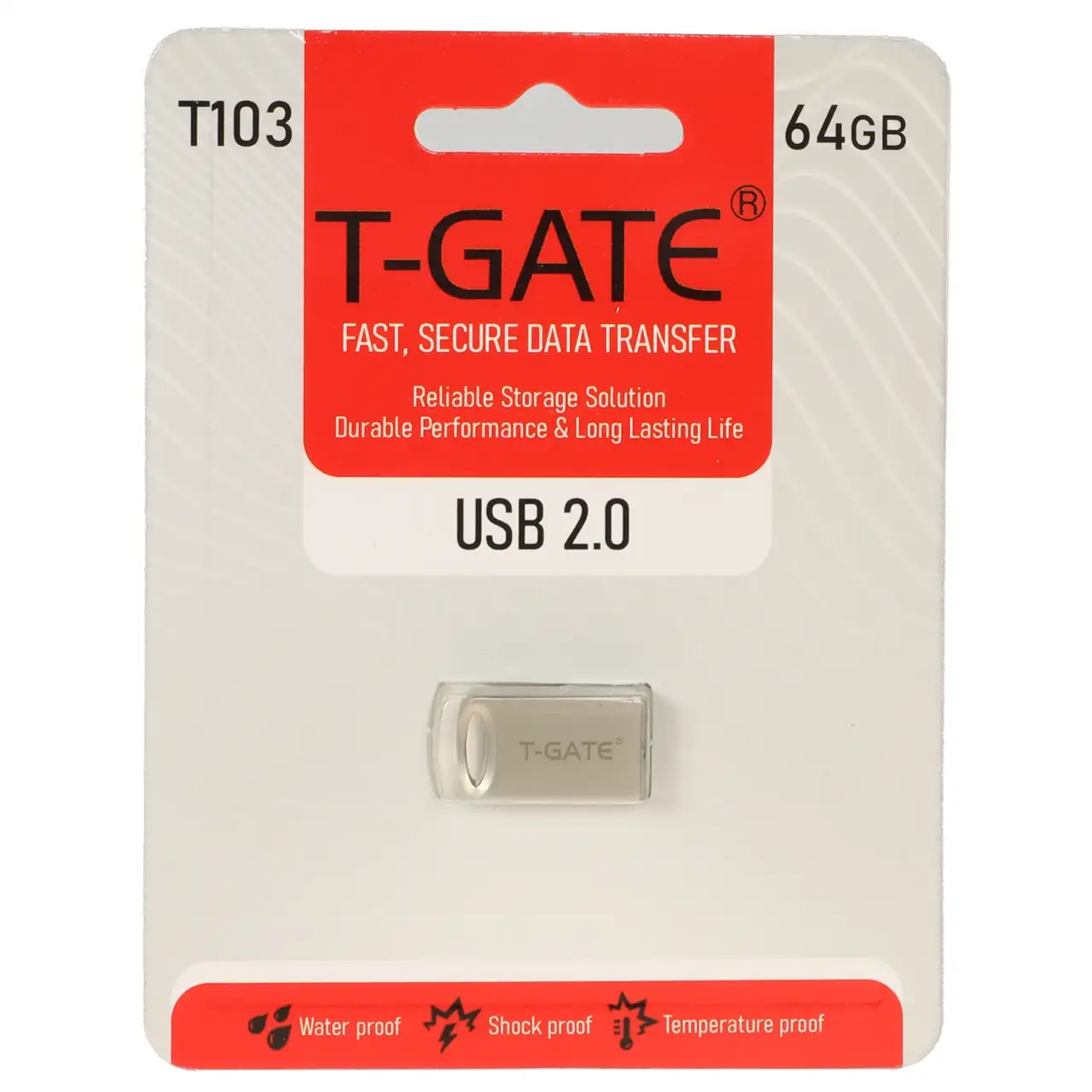 فلش مموری T-GATE USB2.0 مدل T103 ظرفیت 64GB - نقره ای (گارانتی آسان سرویس)