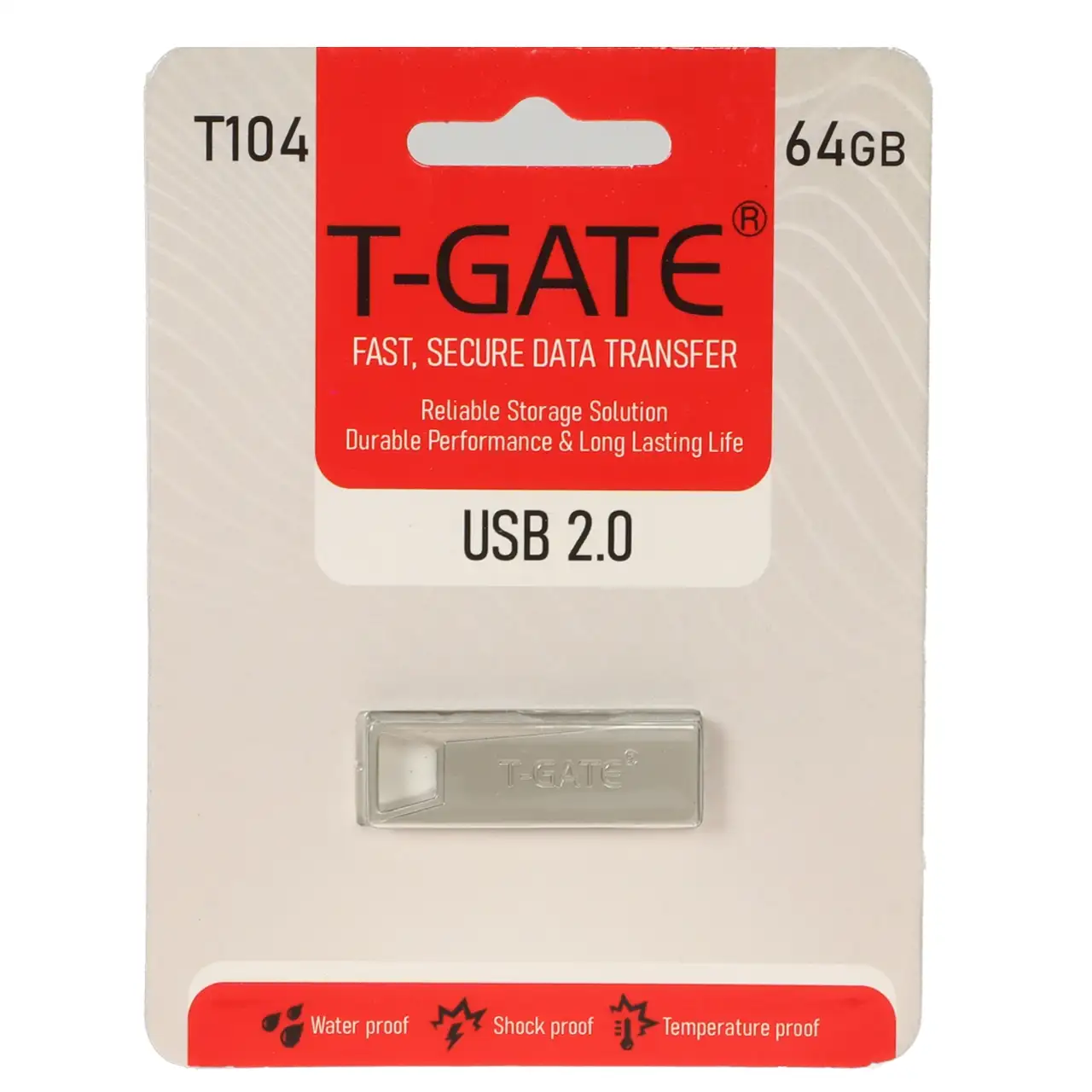 فلش مموری T-GATE USB2.0 مدل T104 ظرفیت 64GB - نقره ای (گارانتی آسان سرویس)