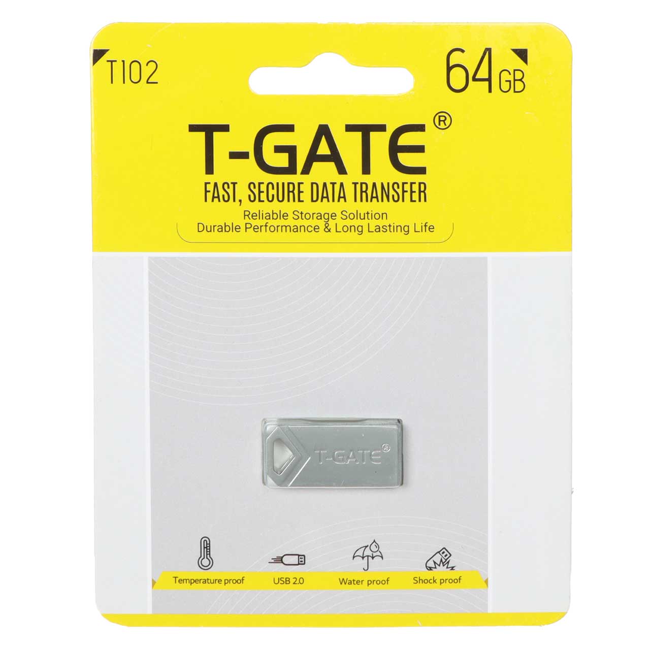 فلش مموری T-GATE USB2.0 مدل T102 ظرفیت 64GB - نقره ای (گارانتی آسان سرویس)