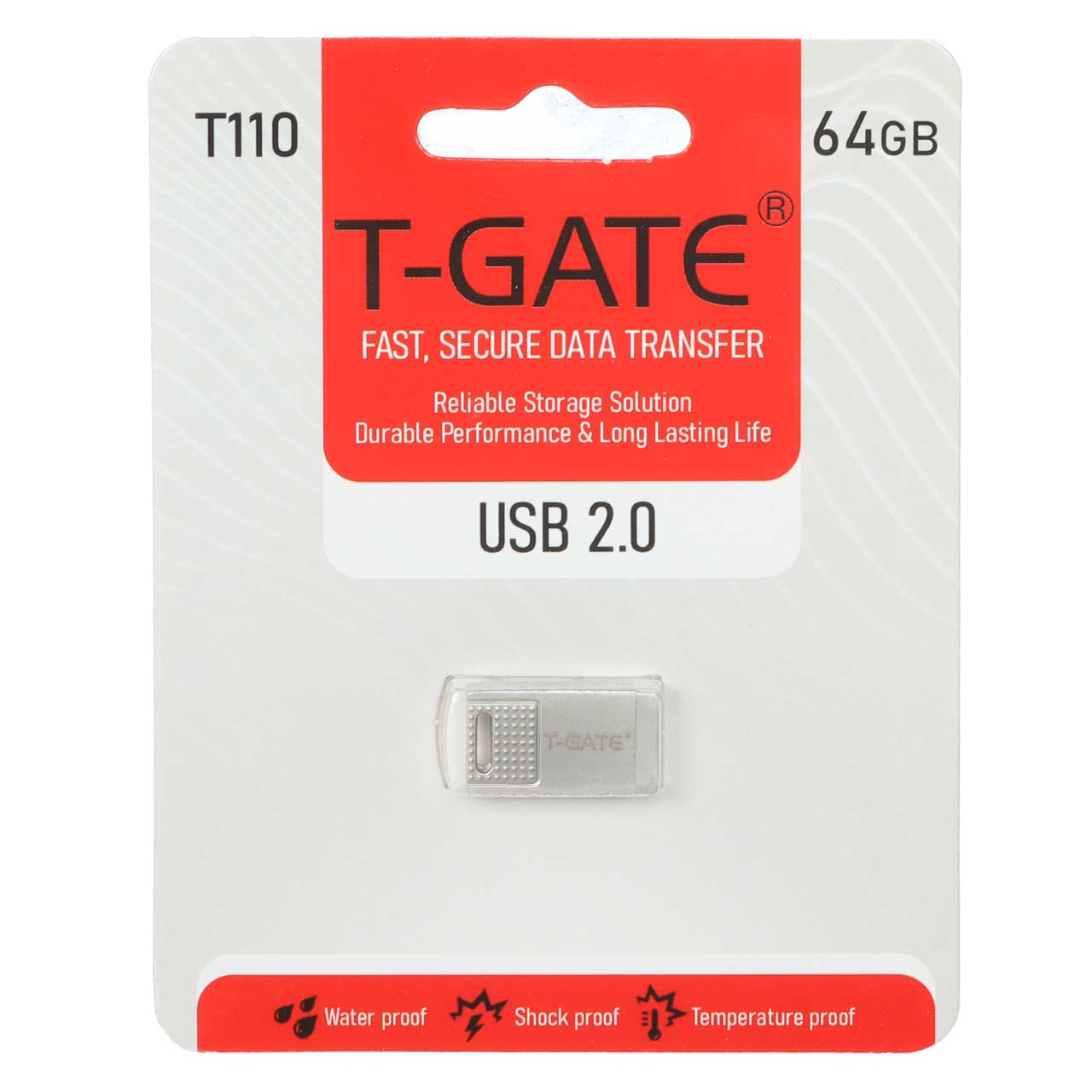 فلش مموری T-GATE USB2.0 مدل T110 ظرفیت 64GB - نقره ای (گارانتی آسان سرویس)