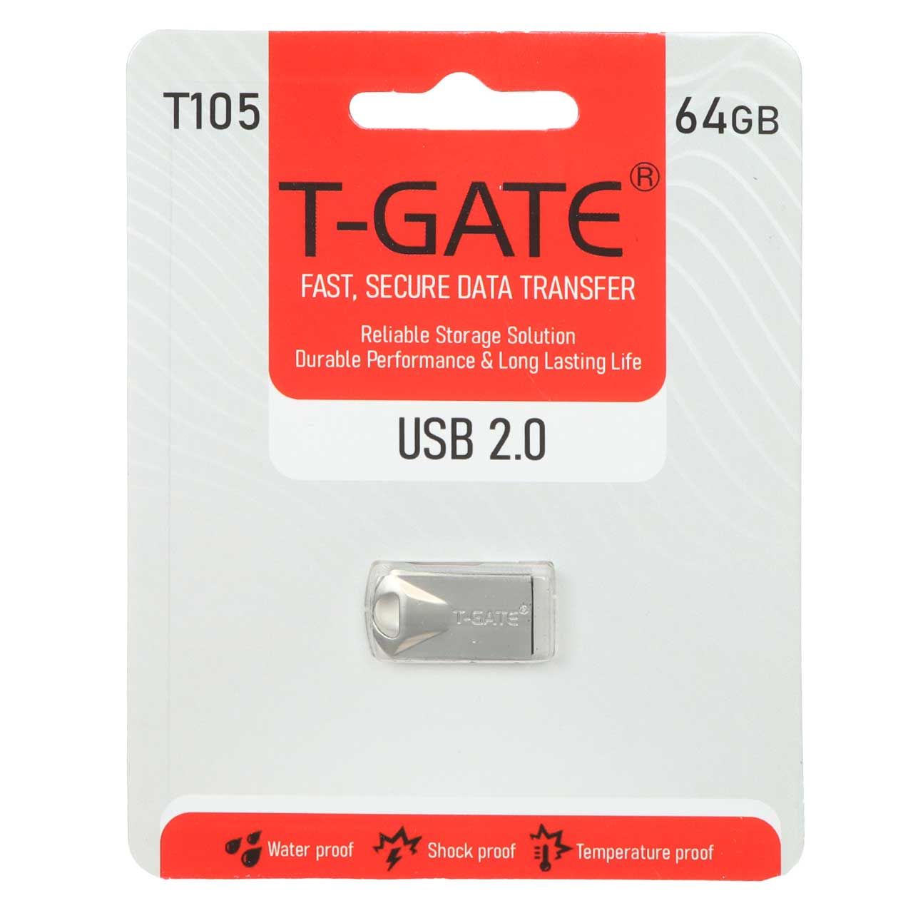 فلش مموری T-GATE USB2.0 مدل T105 ظرفیت 64GB - نقره ای (گارانتی آسان سرویس)