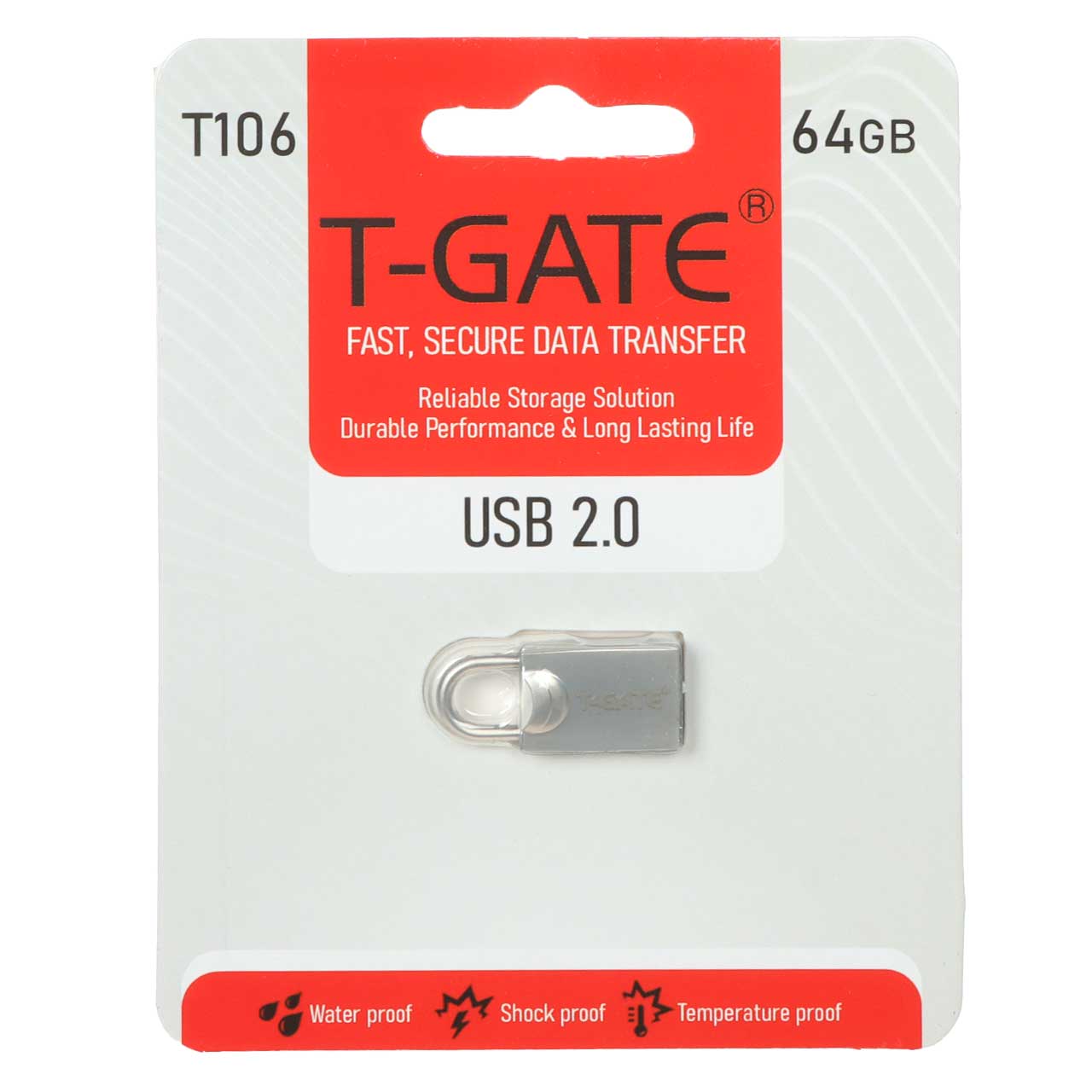 فلش مموری T-GATE USB2.0 مدل T106 ظرفیت 64GB - نقره ای (گارانتی آسان سرویس)