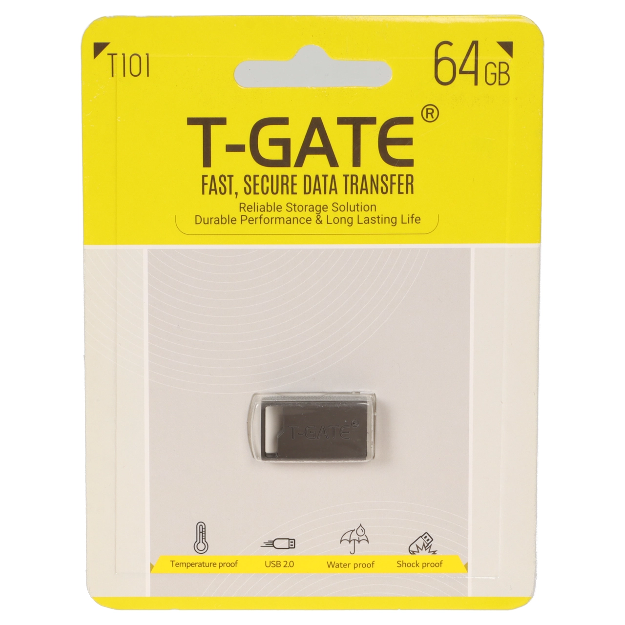 فلش مموری T-GATE USB2.0 مدل T101 ظرفیت 64GB - نقره ای (گارانتی آسان سرویس)