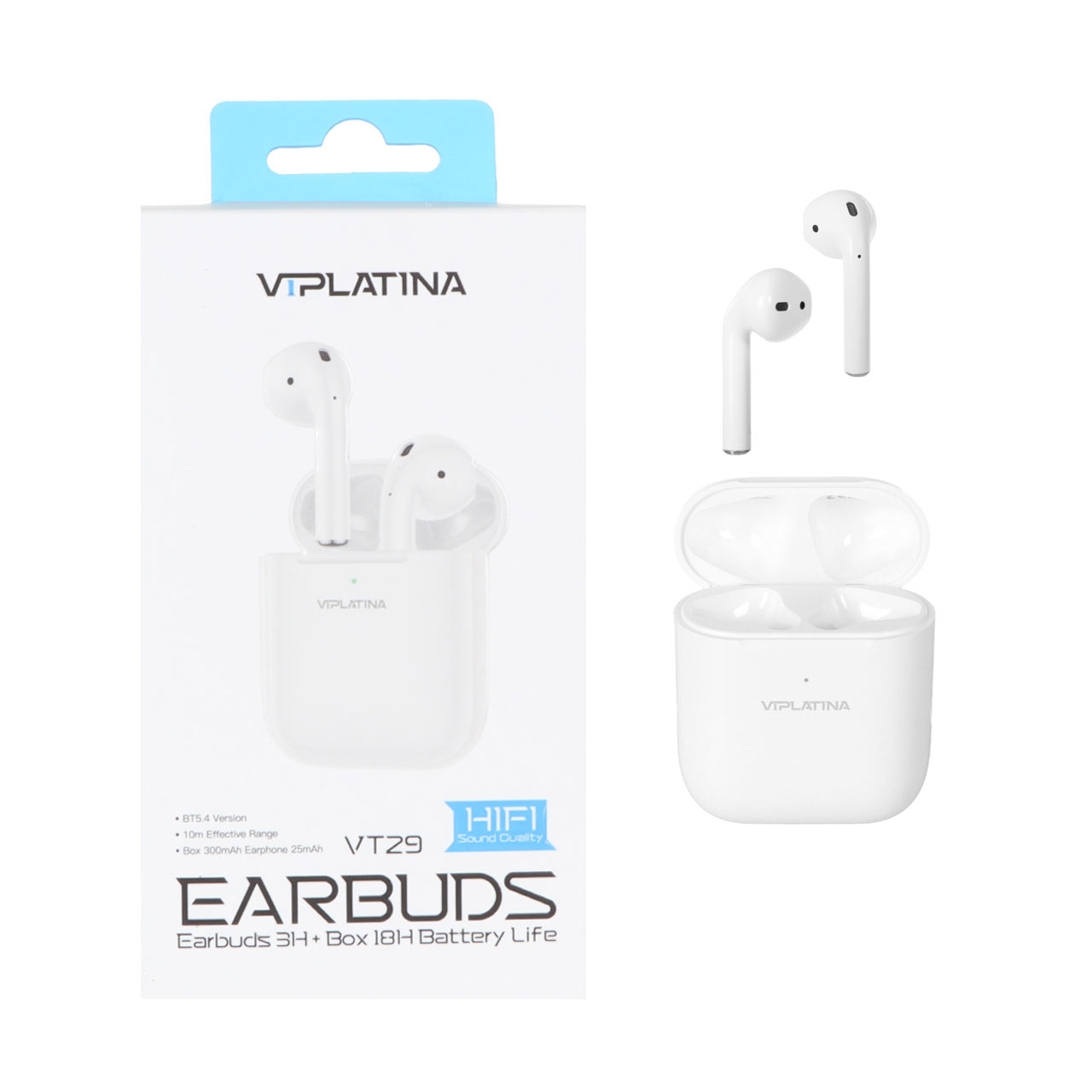 ایرفون بی سیم VIPLATINA مدل VT29 - سفید (گارانتی 18 ماه تعویض نیکان همراه)