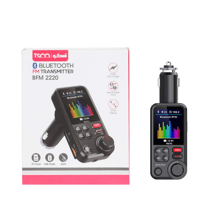 پخش کننده بلوتوث FM و شارژر فندکی خودرو Tsco مدل BFM 2220 - مشکی