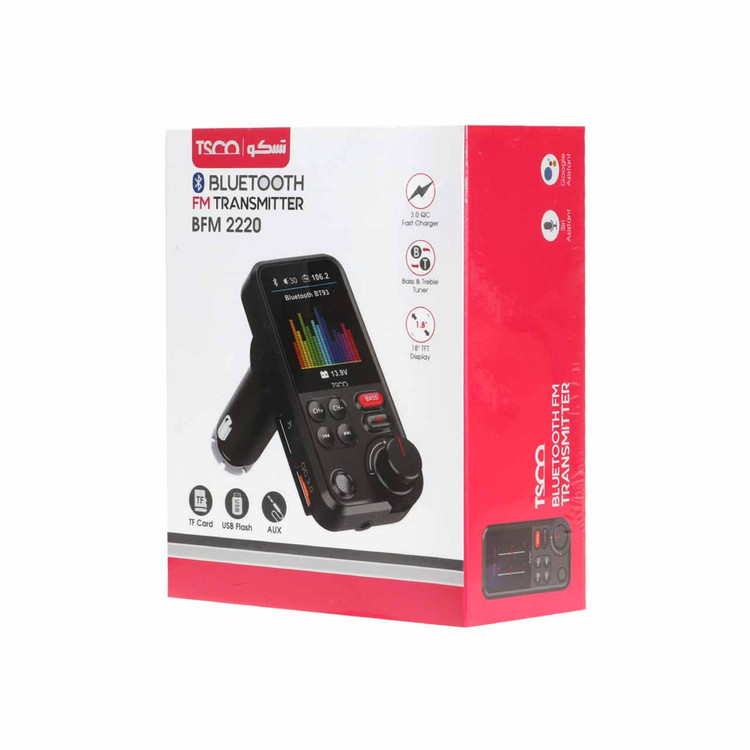 پخش کننده بلوتوث FM و شارژر فندکی خودرو Tsco مدل BFM 2220 - مشکی