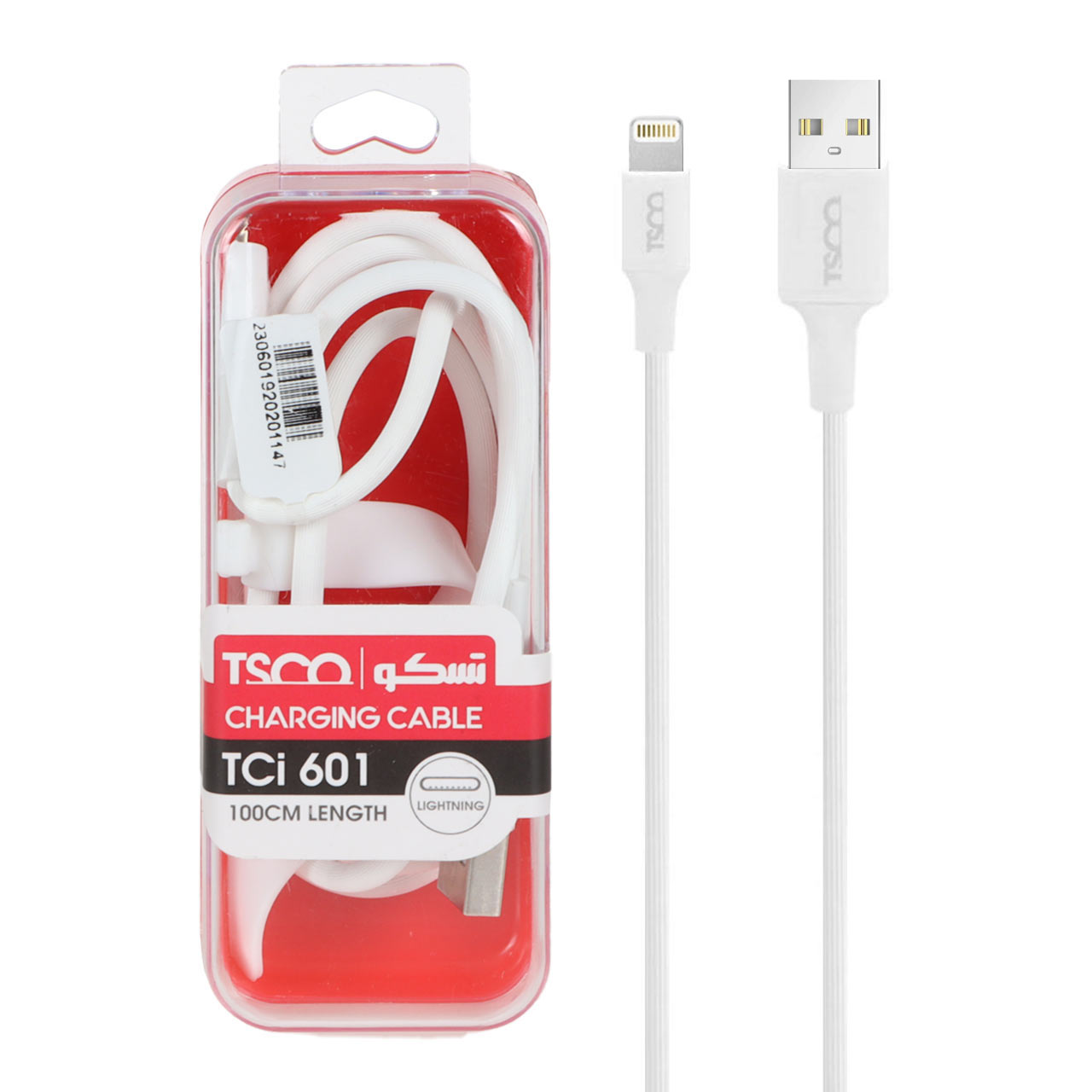 کابل شارژ و دیتا فست آیفون TSCO مدل Tci 601 - سفید(گارانتی 12 ماهه TSCO)