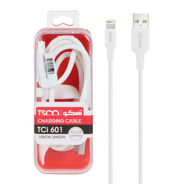 کابل شارژ و دیتا فست آیفون TSCO مدل Tci 601 - سفید(گارانتی 12 ماهه TSCO)