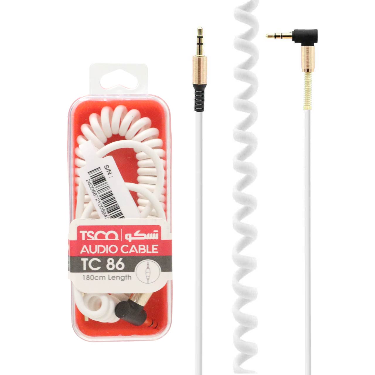 کابل صدا TSCO AUX مدل TC 86 - سفید (گارانتی 12 ماهه TSCO)