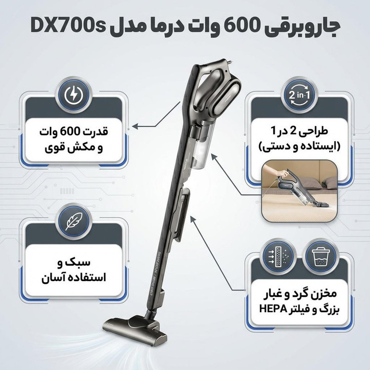 جاروبرقی 600 وات درما مدل DX700s