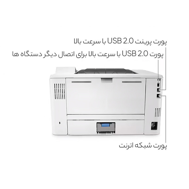 پرینتر اچپی تک رنگ تک کاره با چاپ لیزری مدل M406DN، سایز چاپ A4، قابلیت چاپ دو روی خودکار و قابلیت اتصال به WiFi