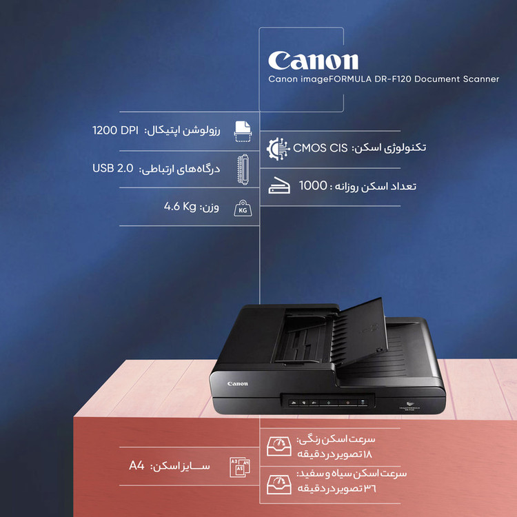 اسکنر حرفهای اسناد کانن مدل imageFORMULA DR-F120