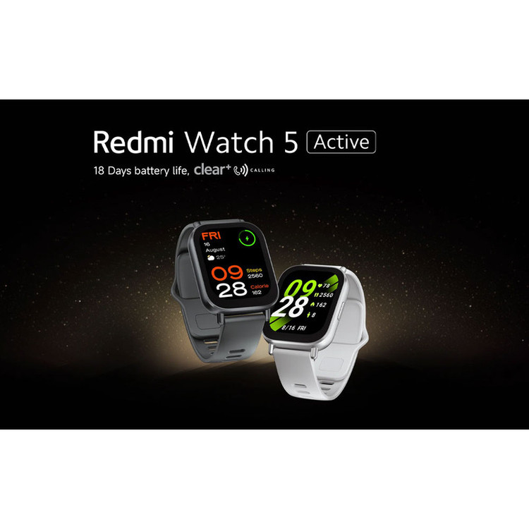 ساعت هوشمند شیائومی مدل Redmi Watch 5 Active ریجن هند، دارای قابلیت های قابلیت مکالمه از طریق بلوتوث، قابلیت تغییر طرح ساعت یا تم بند پلاستیک