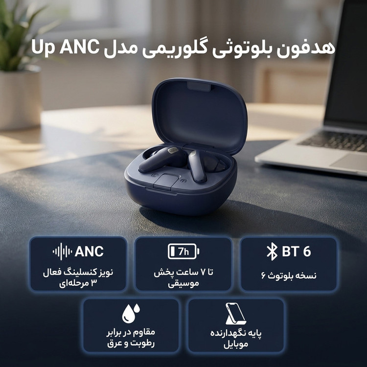 هدفون بلوتوثی گلوریمی مدل Up ANC