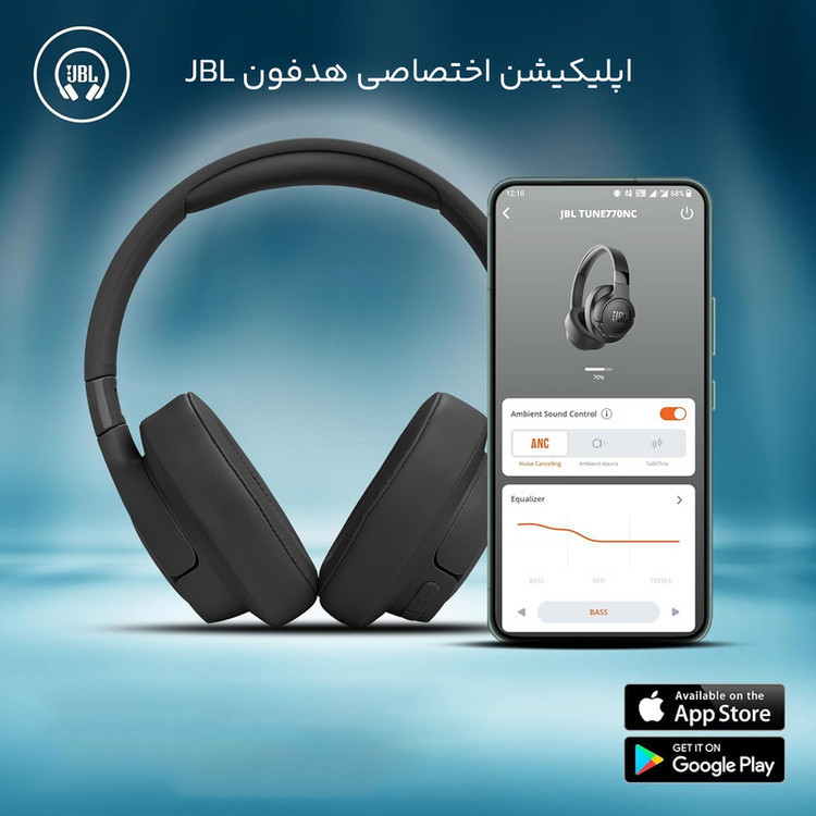 هدفون بلوتوثی جی بی ال مدل Tune 770 NC با نویز کنسلینگ فعال (ANC)، نویز کنسلینگ میکروفون (ENC)، درگاه شارژ USB Type-C، امکان اتصال از طریق جک 3.5 میلی متری صدا، دارای میکروفون داخلی و قابلیت اتصال به دو دستگاه بهطور همزمان