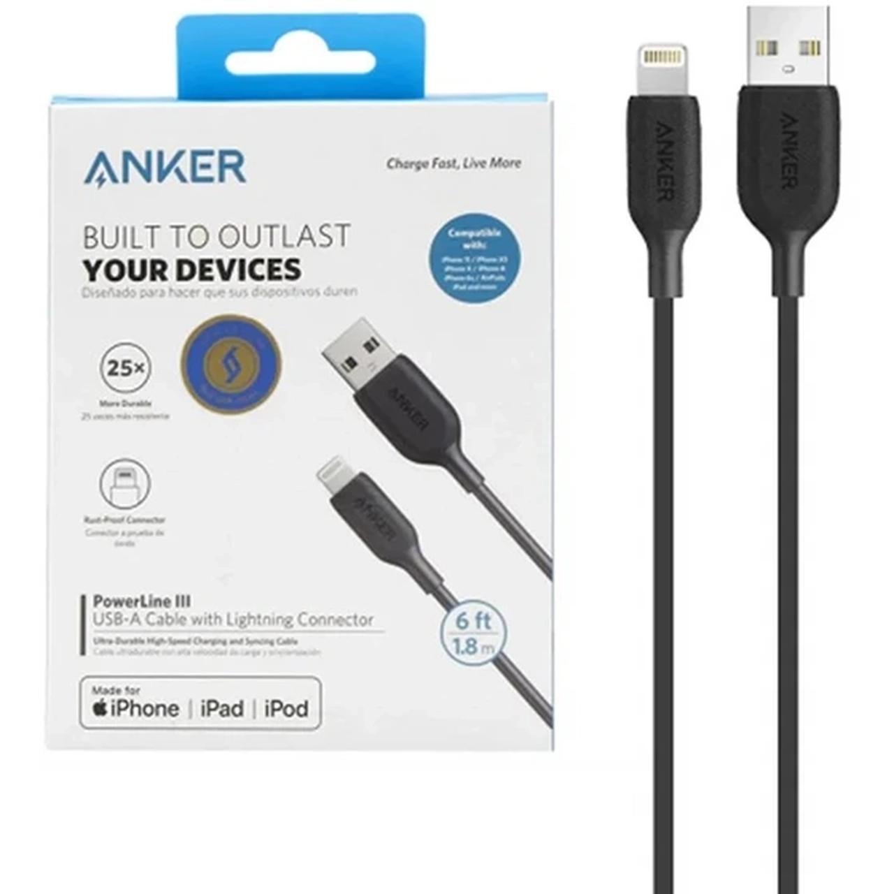 کابل شارژ 1.8 متری آیفون ANKER مدل PowerLine III A8813H11 - مشکی