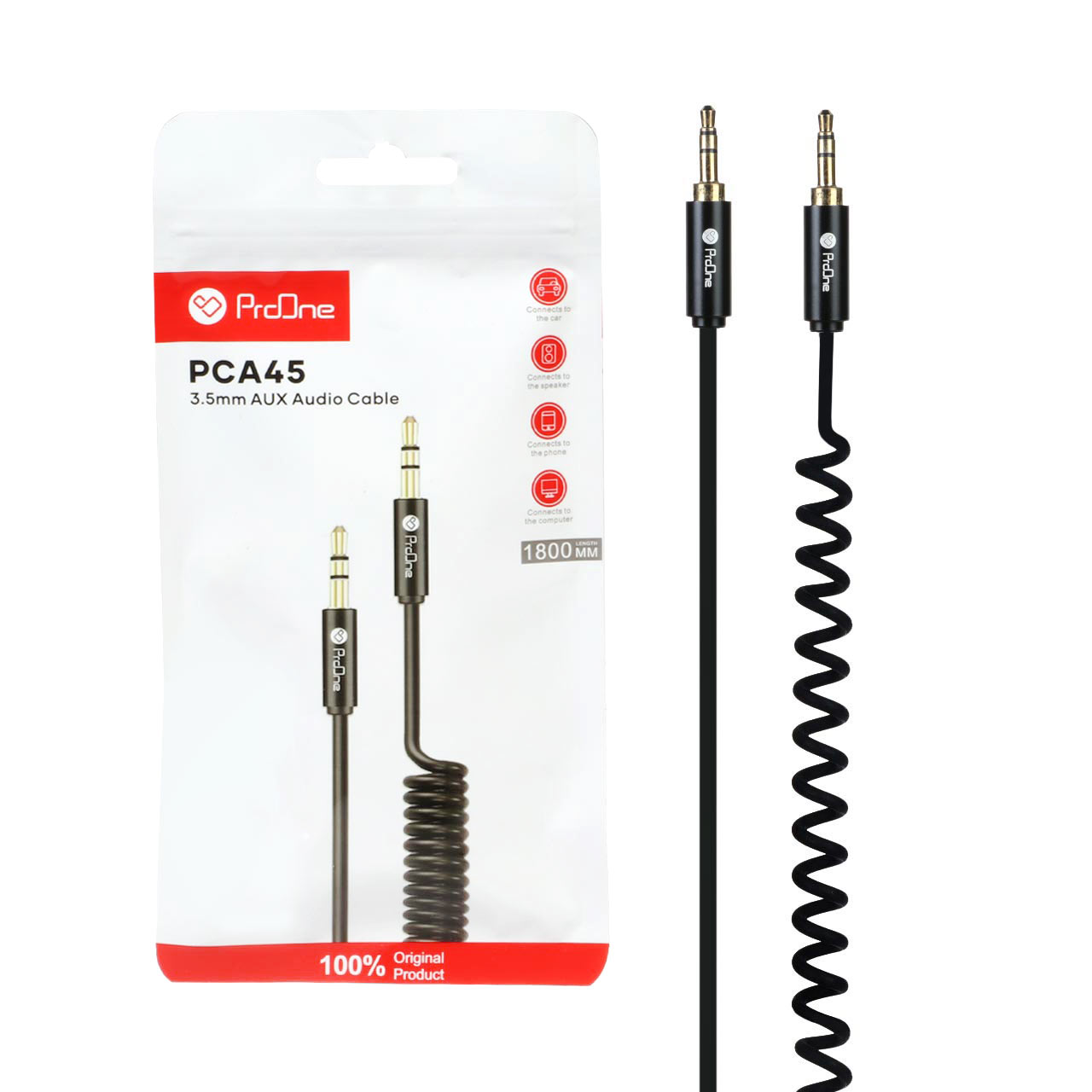 کابل صدا فنری ProOne AUX مدل PCA45 - مشکی