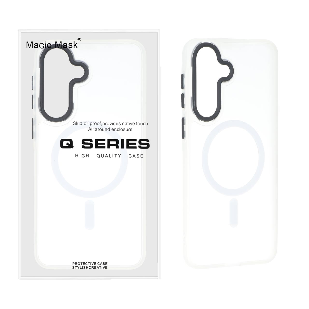 قاب اورجینال Magic Mask مات Magsafe بلک لنز Samsung Galaxy A57 - سفید