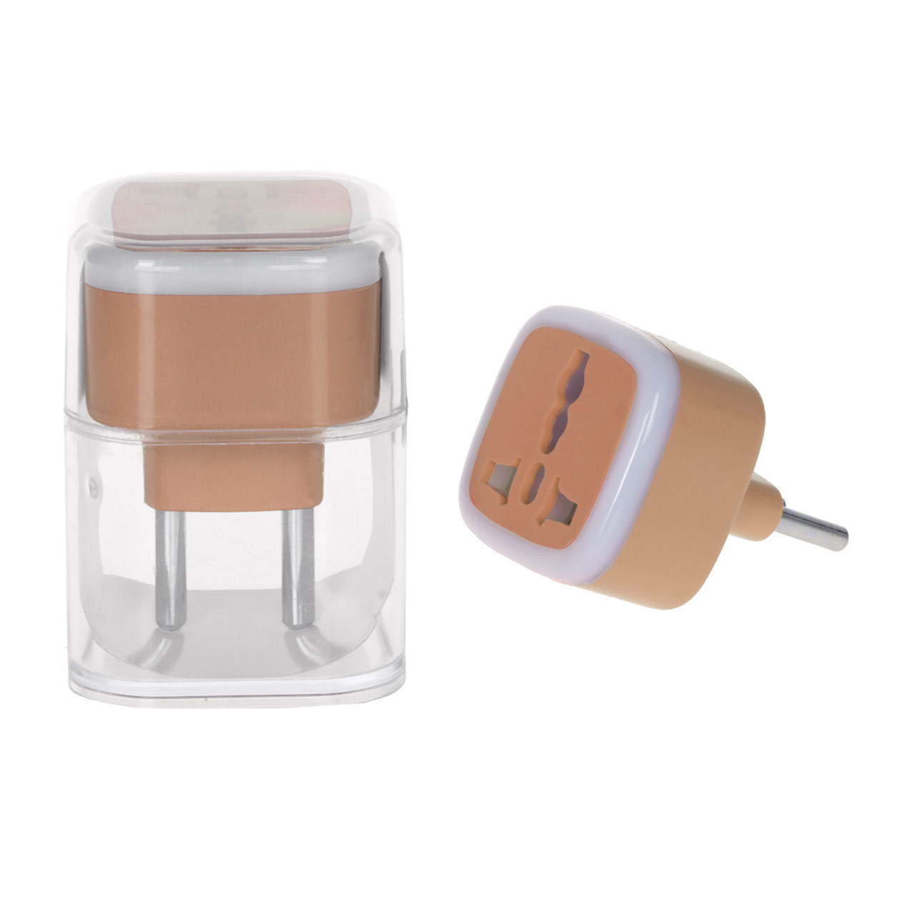 تبدیل برق 3 به 2 مدل M-03 - قهوه ای- MMS - (RGB)