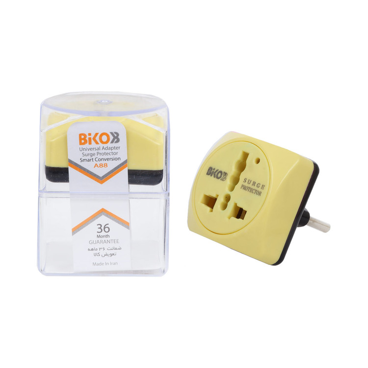 تبدیل و محافظ برق 3 به 2 Biko مدل A88 - طوسی - RYL