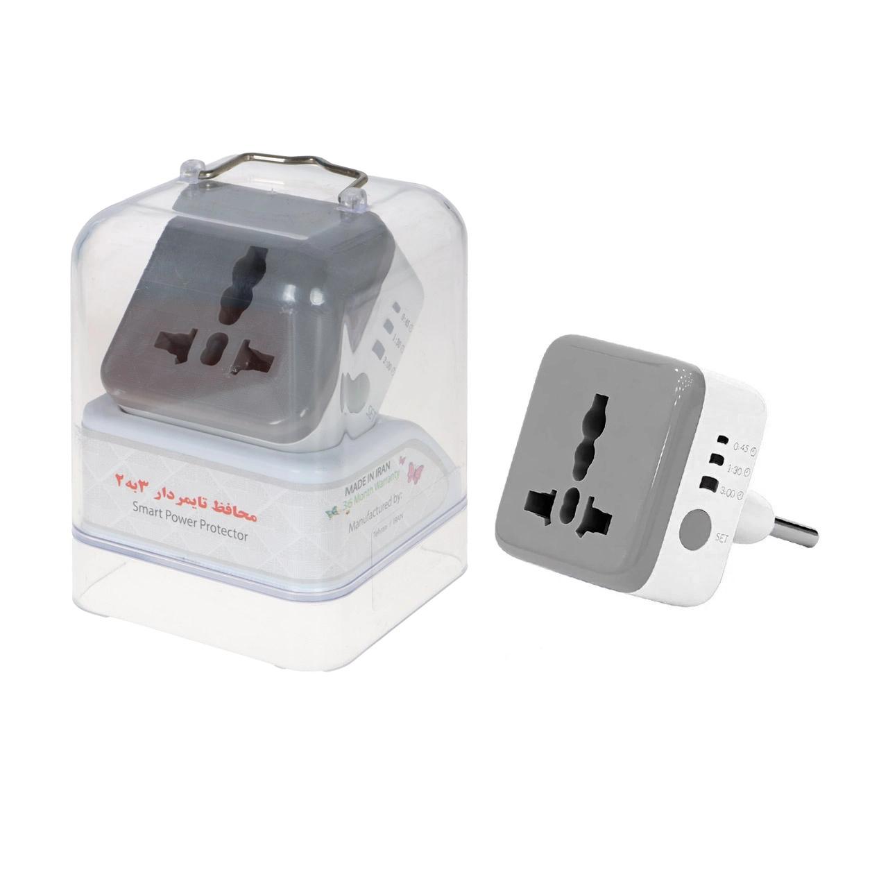 تبدیل برق 3 به 2 تایمردار AZR مدل M120 - سفید(گارانتی شش ماهه AZR)