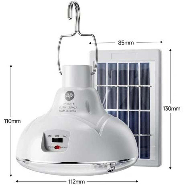 لامپ شارژی DP مدل DP-7851T - سفید ( همراه با پنل خورشیدی)